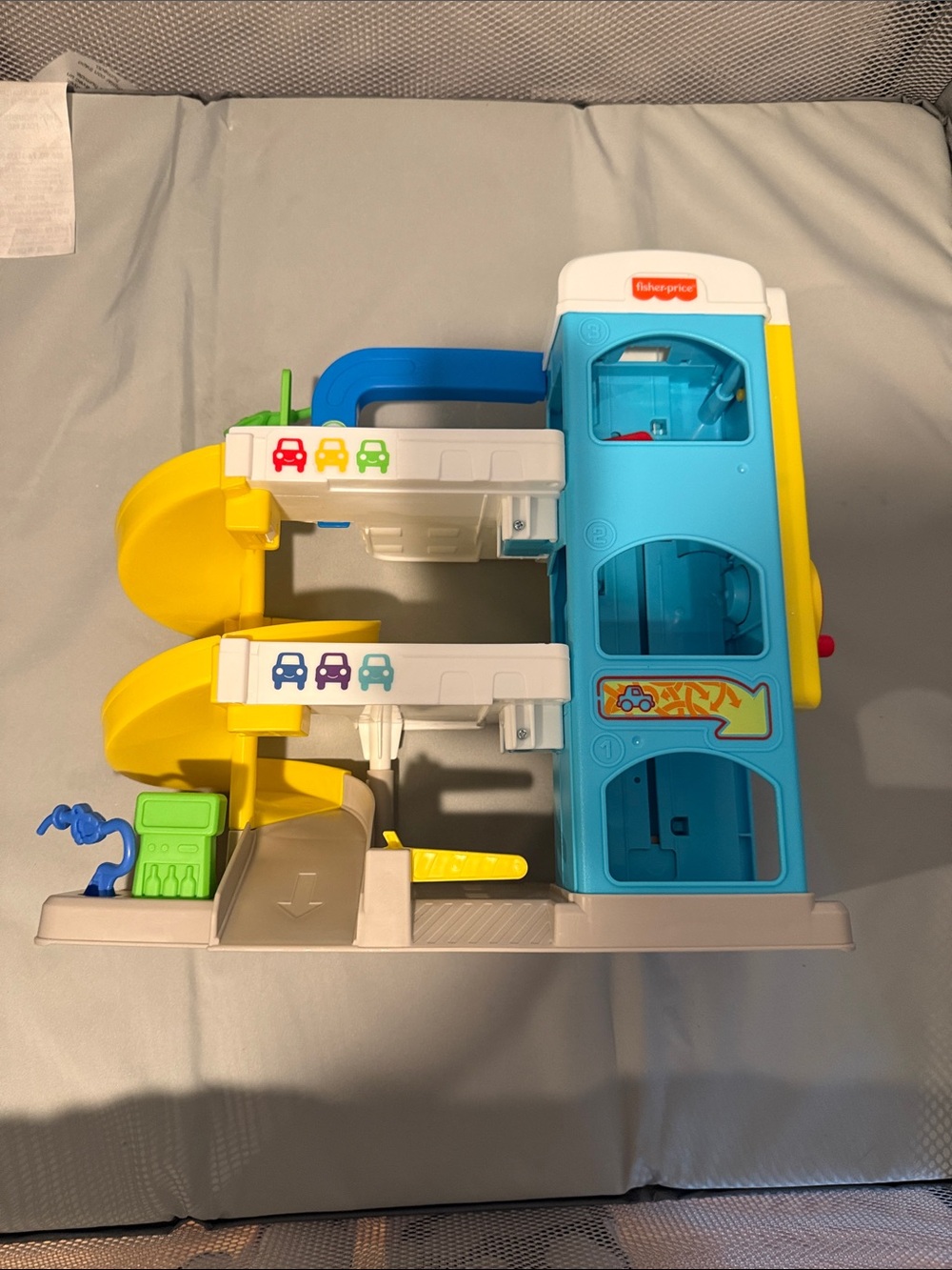 Fisher-Price Bright Blue, Yellow & White Toddler Garage Playset